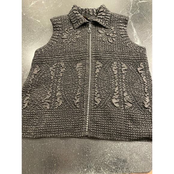 Jerry T  Black ruched vest with rhinestone detail zipper XL - Picture 13 of 15